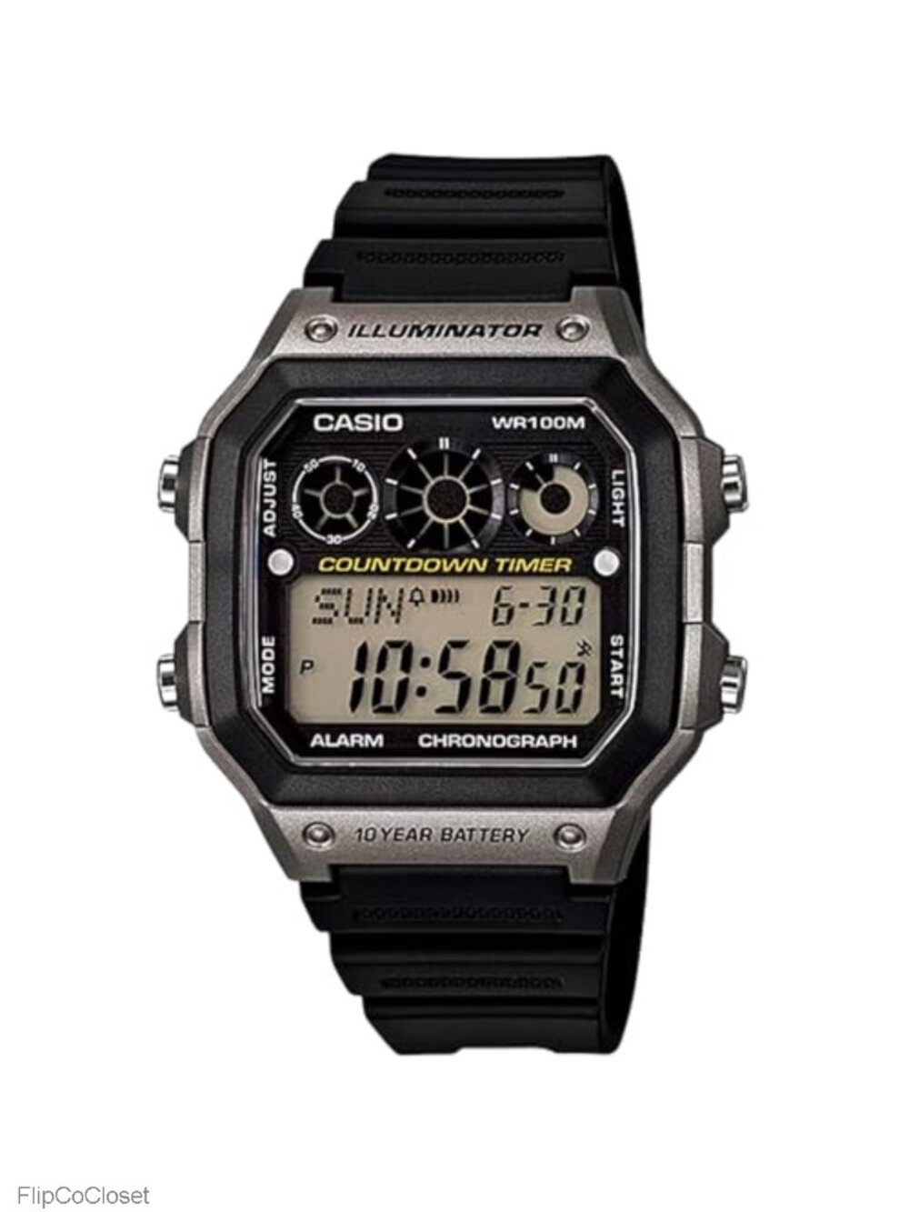Digital Sport Watch with 9 Interval Timers and 10-Year Battery